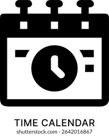Time Calendar Clock Schedule Black Fill Icon Design