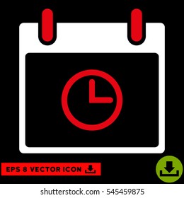 Time Calendar Day icon. Vector EPS illustration style is flat iconic bicolor symbol, red and white colors.