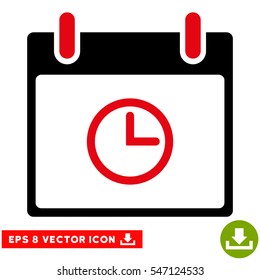 Time Calendar Day icon. Vector EPS illustration style is flat iconic bicolor symbol, intensive red and black colors.