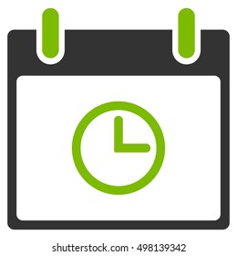 Time Calendar Day vector pictogram. Style is flat graphic bicolor symbol, eco green and gray colors, white background.