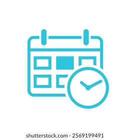 Time and calendar icon. Isolated on white. 