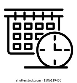 Time calendar icon. Outline time calendar vector icon for web design isolated on white background