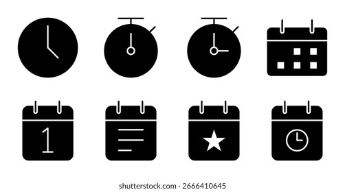 Conjunto de Ícones de Horário e Calendário para IU