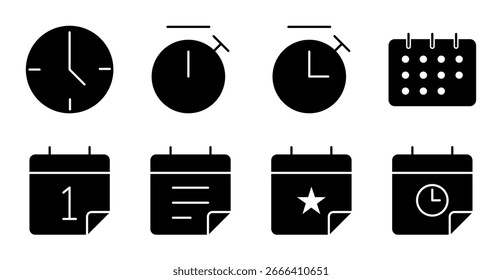 Conjunto de Ícones de Horário e Calendário para IU