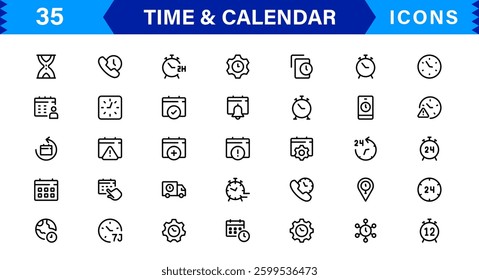 Time and Calendar Icons Collection. Versatile Icons for Tracking Dates, Time Management, and Calendar Planning