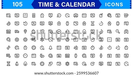Time and Calendar Icons Collection. Versatile Icons for Tracking Dates, Time Management, and Calendar Planning