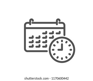 Time and calendar line icon. Clock or watch sign. Quality design element. Classic style calendar icon. Editable stroke. Vector