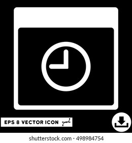 Time Calendar Page icon. Vector EPS illustration style is flat iconic symbol, white color.