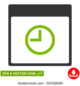 Time Calendar Page icon. Vector EPS illustration style is flat iconic bicolor symbol, eco green and gray colors.