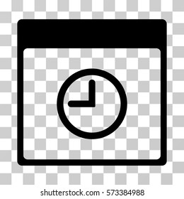 Time Calendar Page icon. Vector illustration style is flat iconic symbol, black color, transparent background. Designed for web and software interfaces.