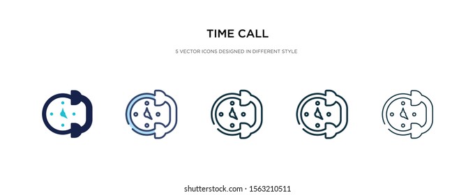 time call icon in different style vector illustration. two colored and black time call vector icons designed in filled, outline, line and stroke style can be used for web, mobile, ui