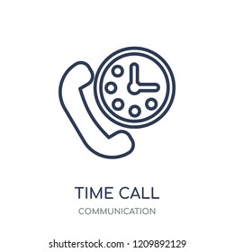 Time call icon. Time call linear symbol design from Communication collection. Simple outline element vector illustration on white background.