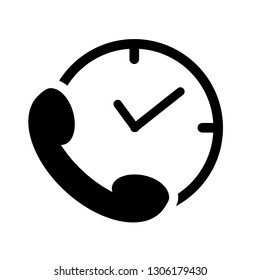 Time to call logo. Phone and clock. vector icon