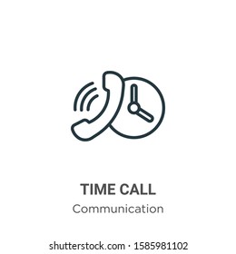 Time call outline vector icon. Thin line black time call icon, flat vector simple element illustration from editable communication concept isolated on white background