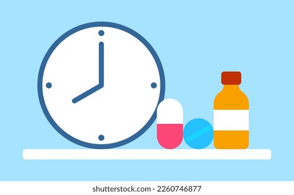 Time capsule, Time to take pills, syrup, capsule, medicine, Dose Time icon. Vector Illustration