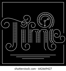 Time card. Lettering for time word