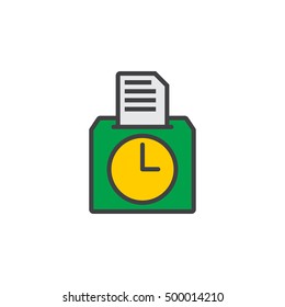 Time card line icon, filled outline vector sign, linear colorful pictogram isolated on white. logo illustration