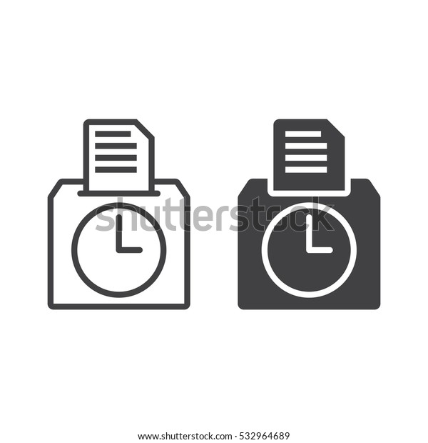 Time card line icon, outline and filled\
vector sign, linear and full pictogram isolated on white. Symbol, \
logo illustration