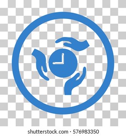 Time Care rounded icon. Vector illustration style is a flat iconic symbol inside a circle, cobalt color, transparent background. Designed for web and software interfaces.