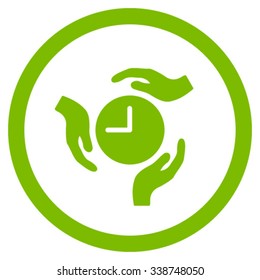 Time Care vector icon. Style is flat rounded symbol, eco green color, rounded angles, white background.