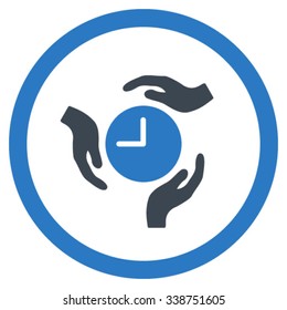 Time Care vector icon. Style is bicolor flat rounded symbol, smooth blue colors, rounded angles, white background.