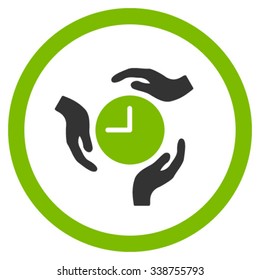 Time Care vector icon. Style is bicolor flat rounded symbol, eco green and gray colors, rounded angles, white background.