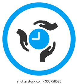 Time Care vector icon. Style is bicolor flat rounded symbol, blue and gray colors, rounded angles, white background.