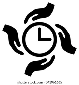Time Care vector icon. Style is flat symbol, black color, rounded angles, white background.