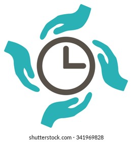 Time Care vector icon. Style is bicolor flat symbol, grey and cyan colors, rounded angles, white background.