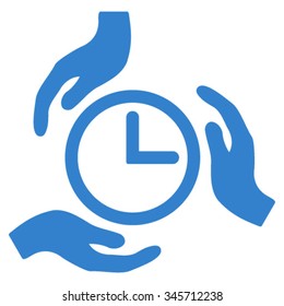 Time Care vector icon. Style is flat symbol, cobalt color, rounded angles, white background.