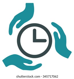 Time Care vector icon. Style is bicolor flat symbol, soft blue colors, rounded angles, white background.