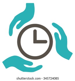 Time Care vector icon. Style is bicolor flat symbol, grey and cyan colors, rounded angles, white background.