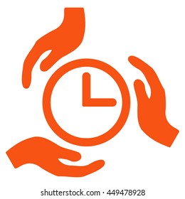 Time Care vector icon. Style is flat symbol, orange color, rounded angles, white background.