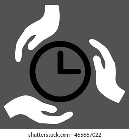 Time Care vector icon. Style is bicolor flat symbol, black and white colors, rounded angles, gray background.
