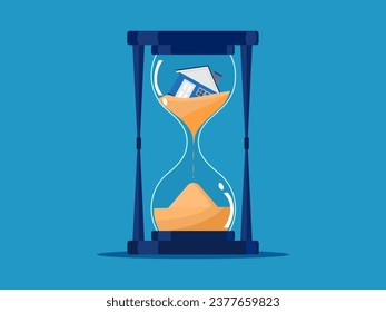 Time causes a house to depreciate. House in the hourglass