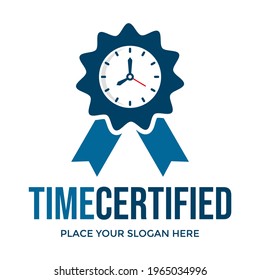 Time certified vector logo templte. This design use clock and certified symbol. Suitbale for business and education 