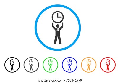 Time Champion rounded icon. Style is a flat time champion gray symbol inside light blue circle with black, gray, green, blue, red, orange versions. Vector designed for web and software interfaces.