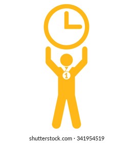 Time Champion vector icon. Style is flat symbol, yellow color, rounded angles, white background.