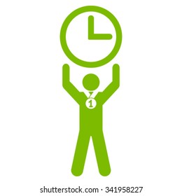 Time Champion vector icon. Style is flat symbol, eco green color, rounded angles, white background.