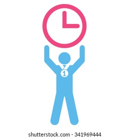 Time Champion vector icon. Style is bicolor flat symbol, pink and blue colors, rounded angles, white background.