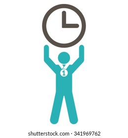 Time Champion vector icon. Style is bicolor flat symbol, grey and cyan colors, rounded angles, white background.