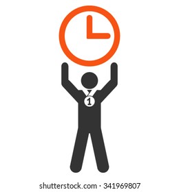 Time Champion vector icon. Style is bicolor flat symbol, orange and gray colors, rounded angles, white background.