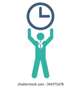 Time Champion vector icon. Style is bicolor flat symbol, cobalt and cyan colors, rounded angles, white background.