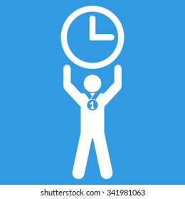 Time Champion vector icon. Style is flat symbol, white color, rounded angles, blue background.