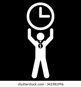 Time Champion vector icon. Style is flat symbol, white color, rounded angles, black background.