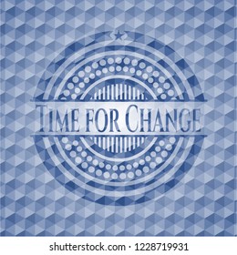 Time for Change blue emblem with geometric pattern.
