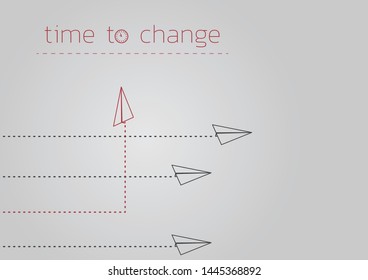 Time to change. Business concept illustration with a folded paper plane.