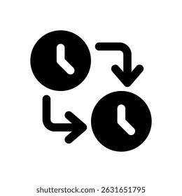 time change glyph icon. Strong and solid vector icon for websites, mobile interfaces, presentations, and visual branding. High quality and easy to edit.