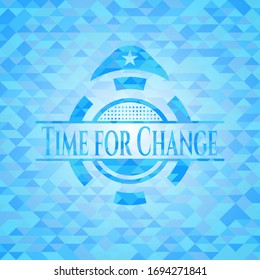 Tiempo para cambiar emblema azul claro con fondo de mosaico