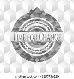 Time for Change realistic grey emblem with geometric cube white background